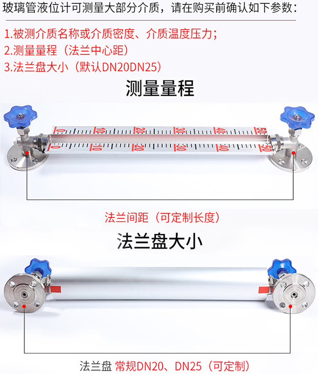 PP材质玻璃管液位计选型表