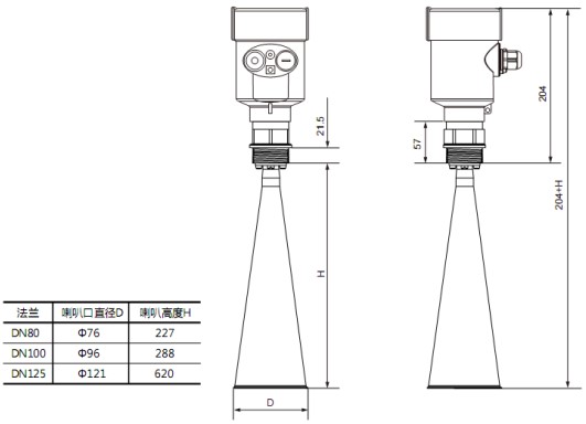 脉冲雷达液位计RD708外形尺寸图