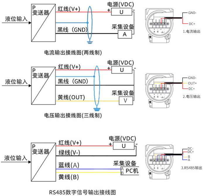 智能液位变送器接线方式图