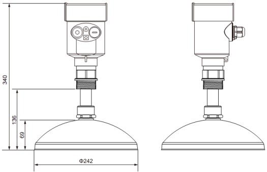 RD-707型防腐雷达液位计尺寸图